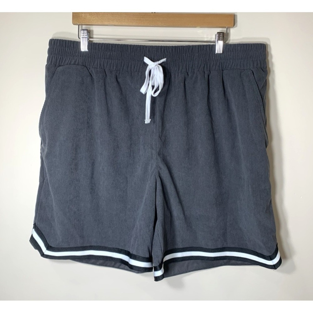 BP Shorts Mens XL Gray Corduroy Athletic‎ Style Stripes Drawstring 6.5" inseam